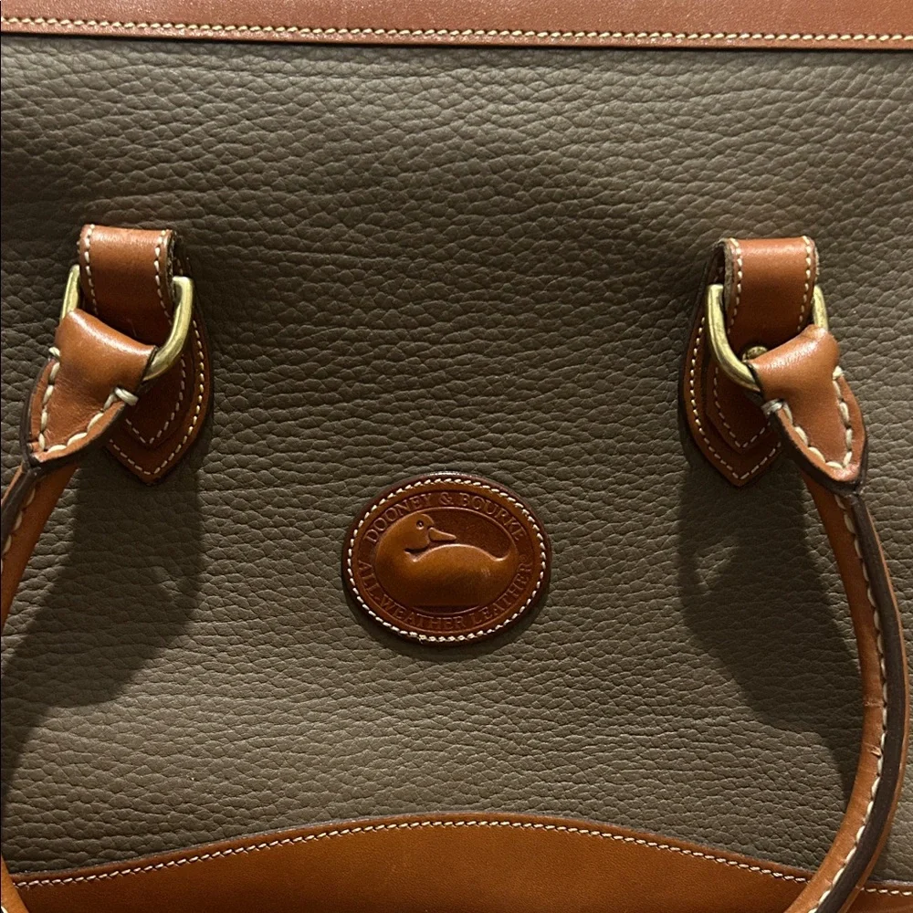 Vintage Dooney & Bourke Brown and Tan Leather Shoulder Bag - Picture 1 of 6